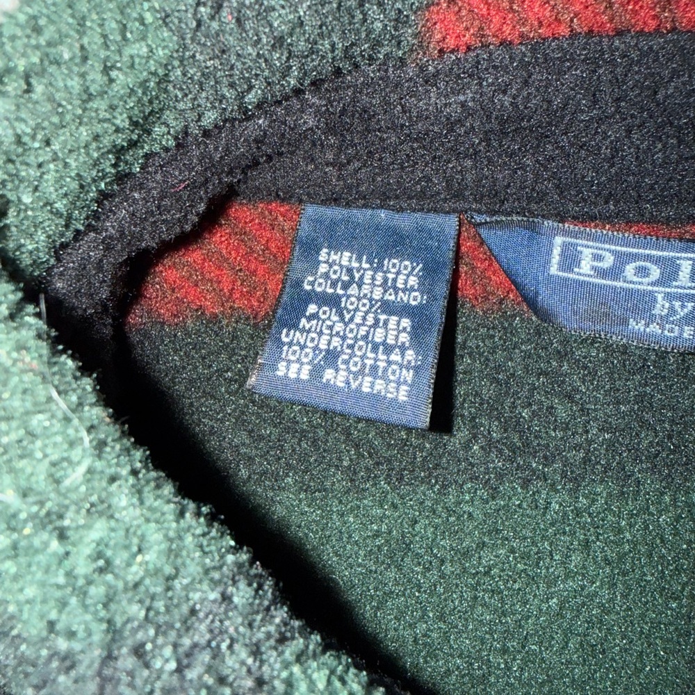 Vintage Polo Ralph Lauren Polartec Fleece Jacket Red Green Holiday Colorway - Picture 3 of 5